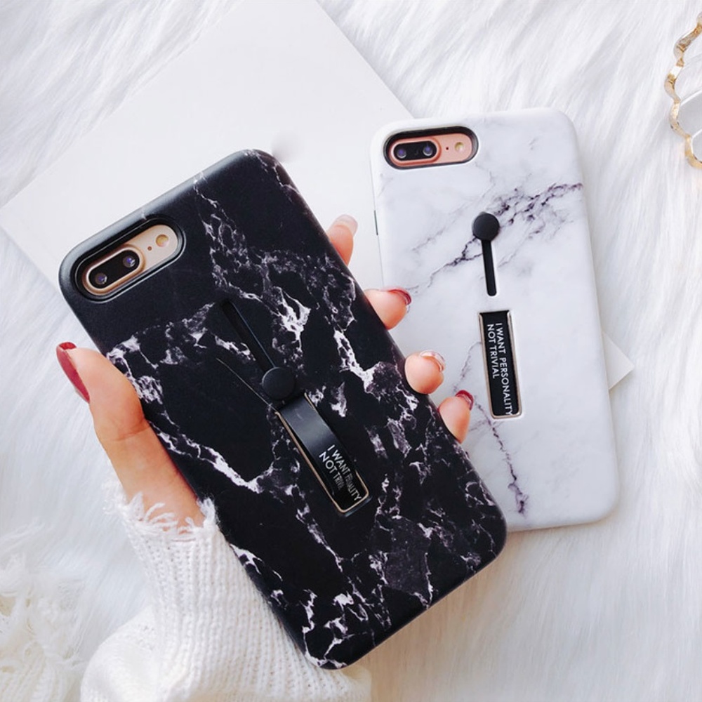 iPhone 7/8/Plus/X/XS/Max/XR Marble Loop Ring Case - Picture 3 of 8